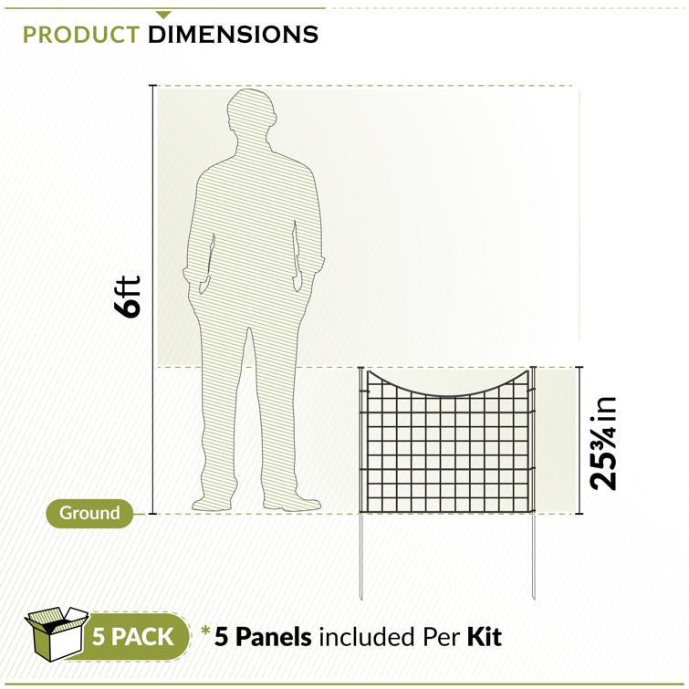 25in Black Metal Wire Zippity Garden Fence